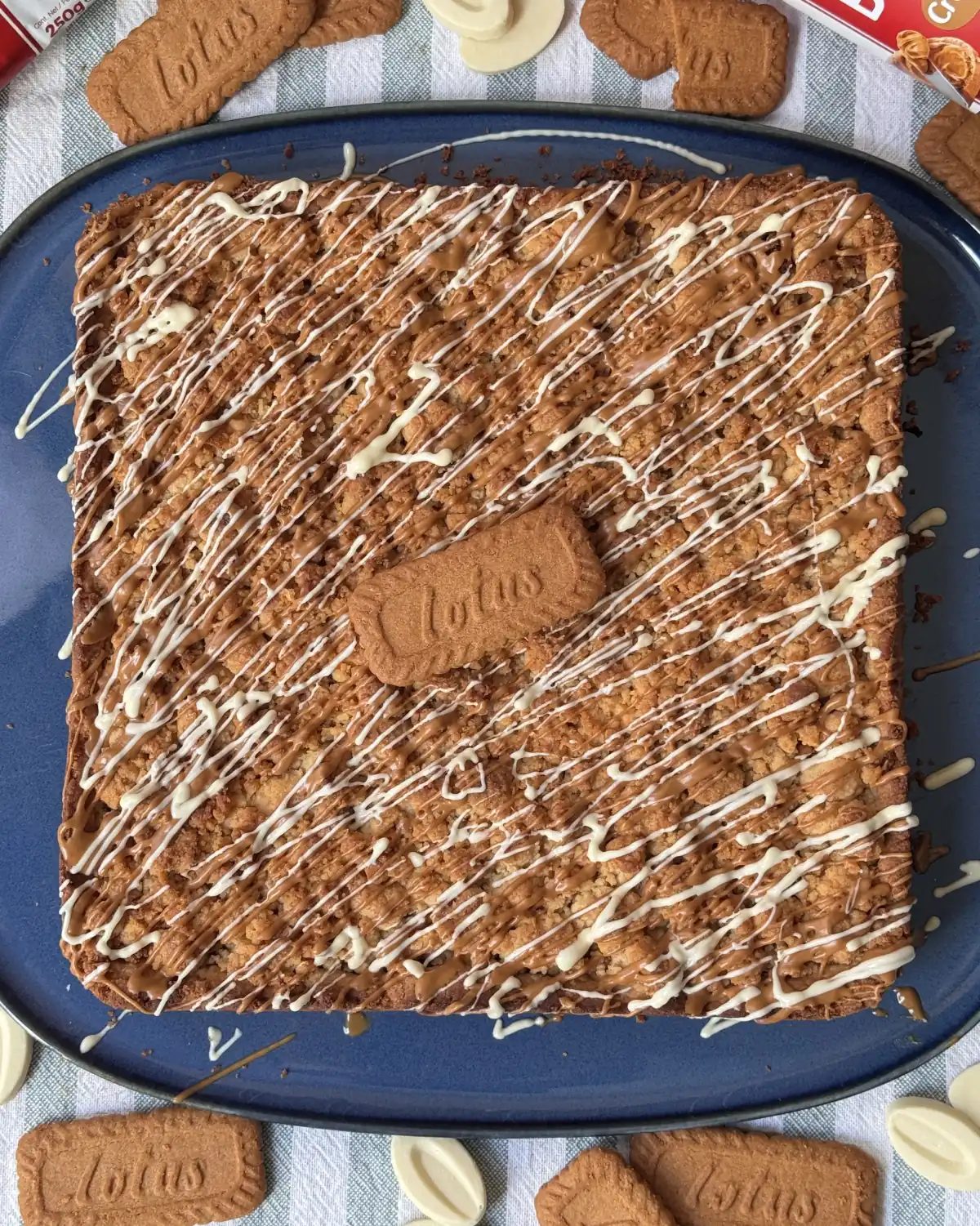 romisbakes receta Crumble de Biscoff y chocolate blanco