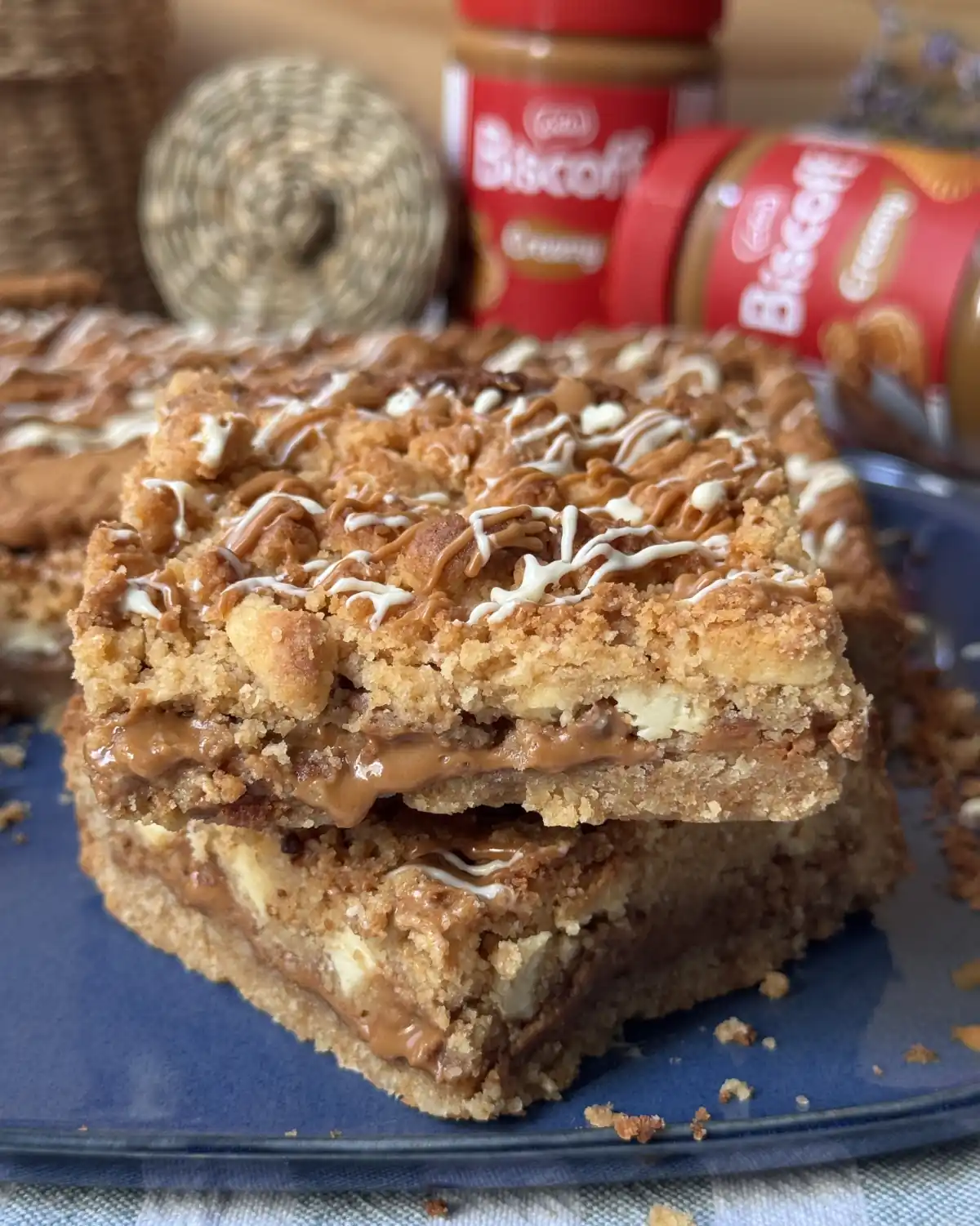romisbakes receta Crumble de Biscoff y chocolate blanco