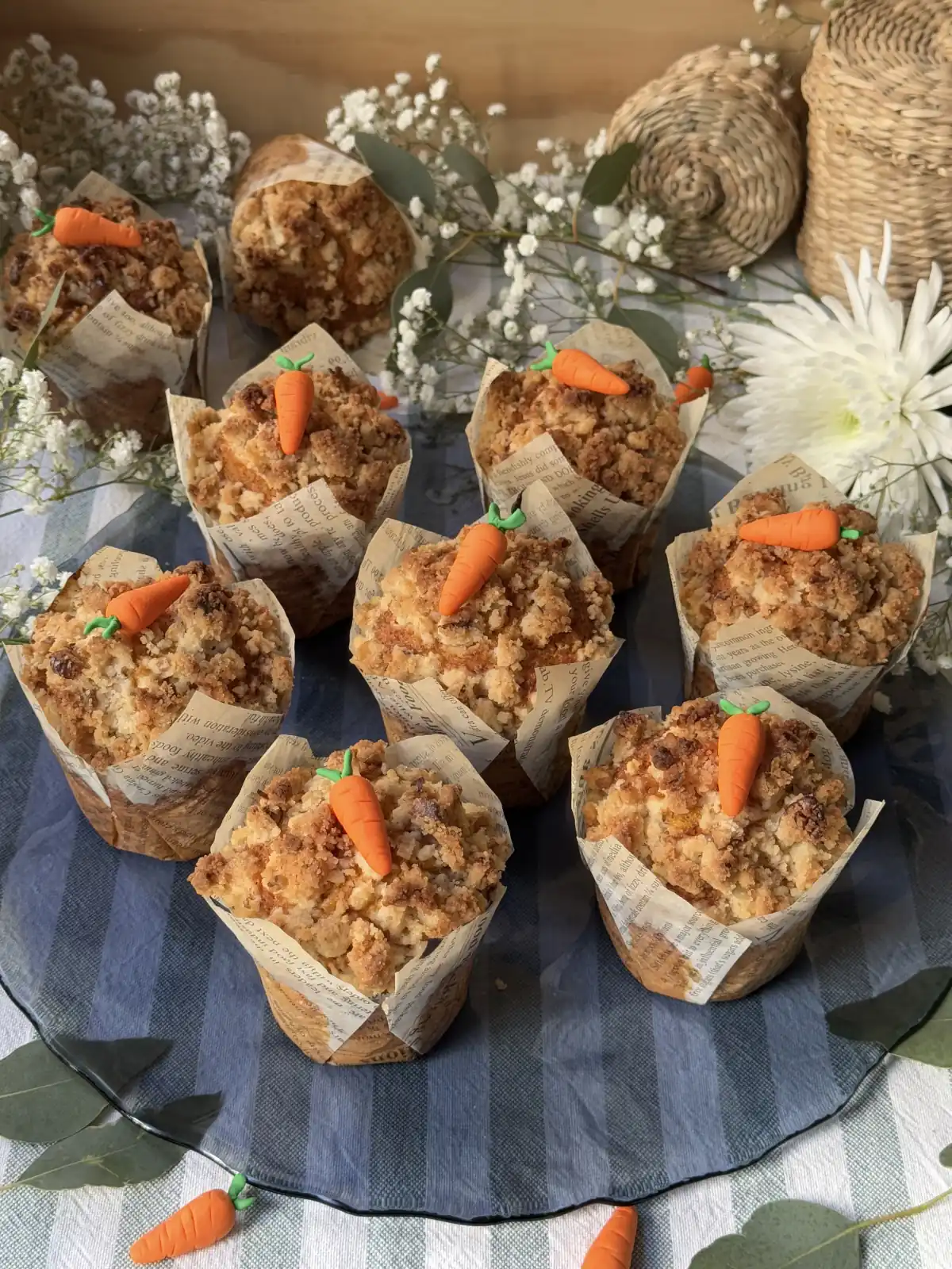 romisbakes receta Muffins de zanahoria con crumble de nueces