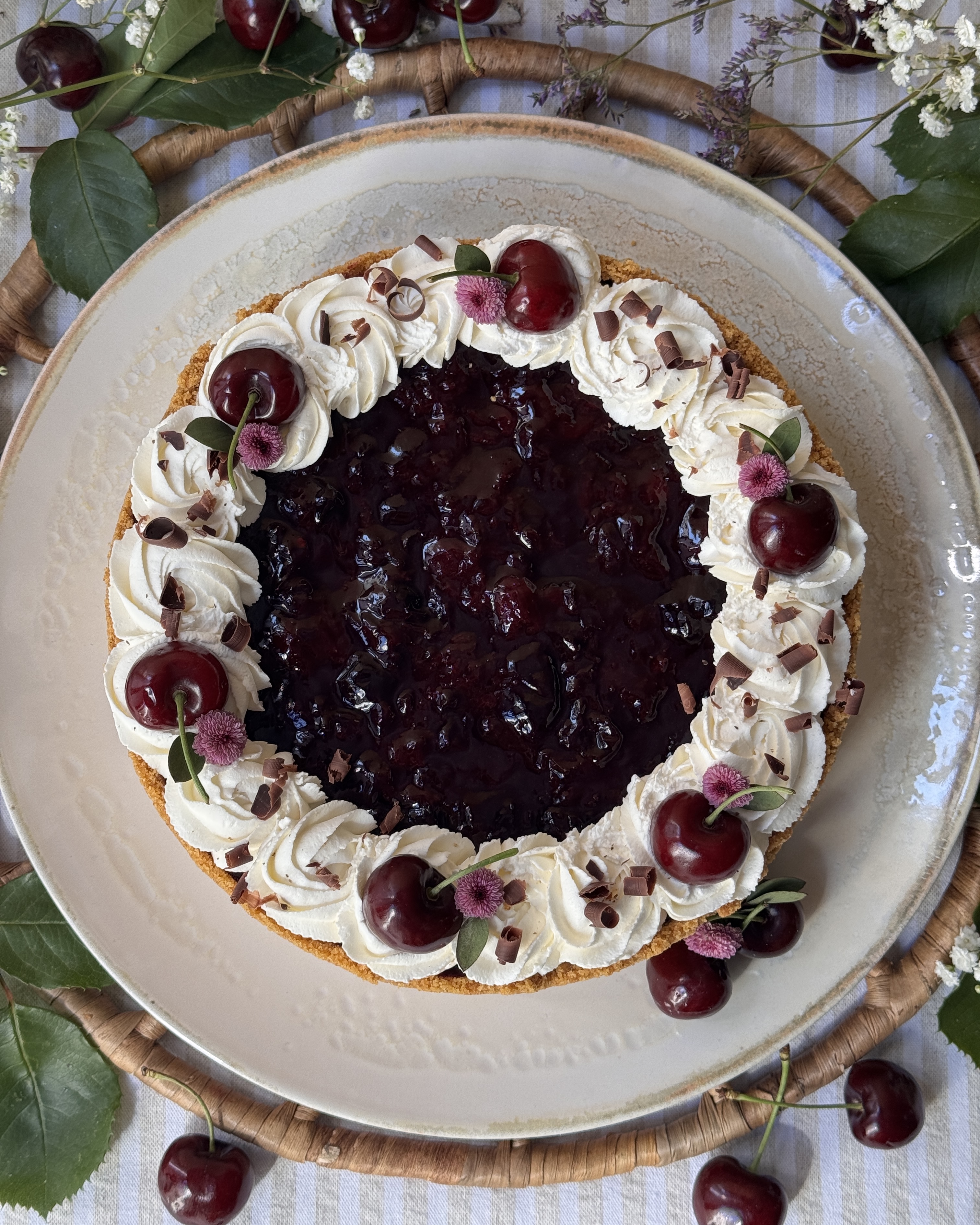 romisbakes recipe No-bake cherry, ricotta, and yogurt tart