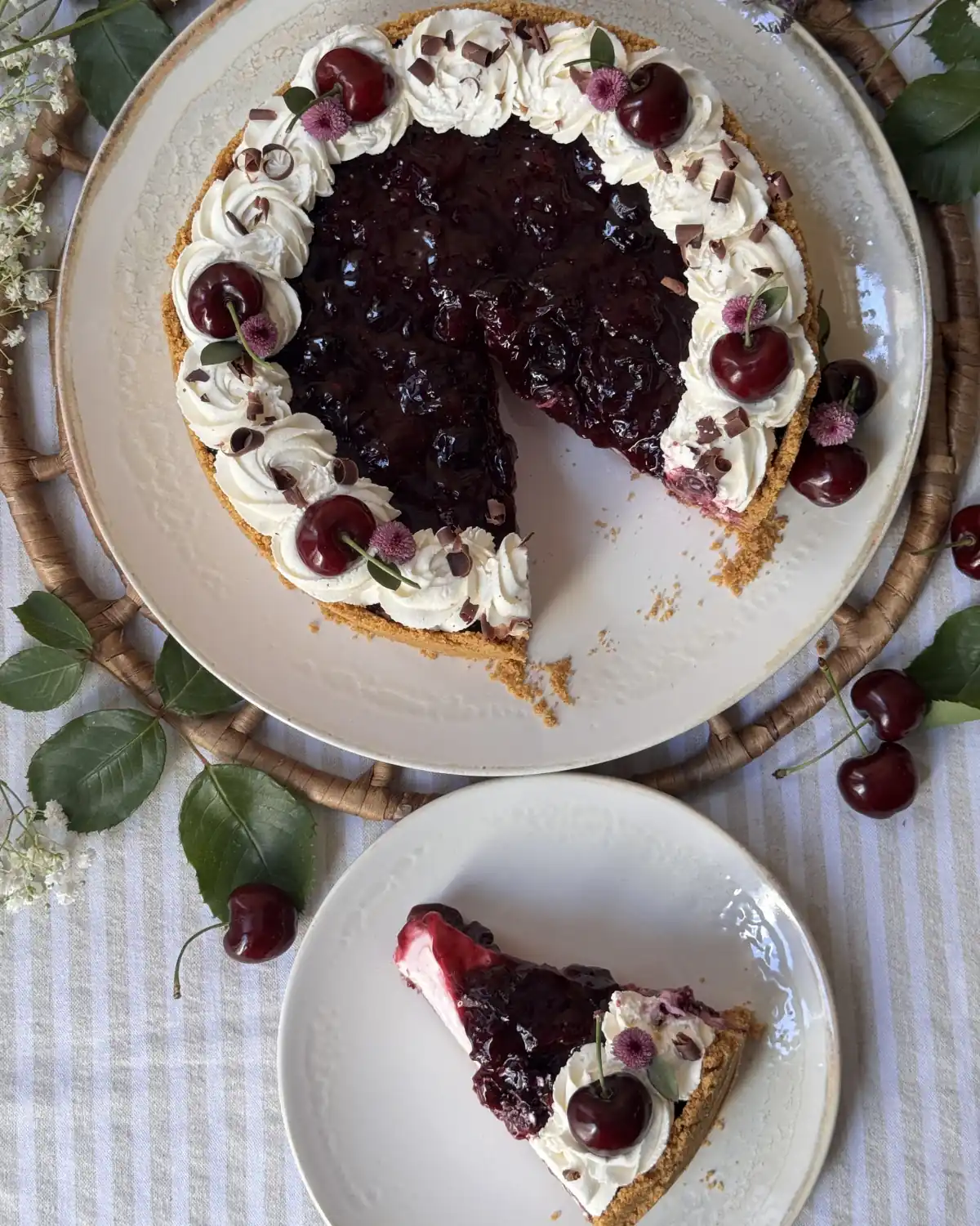 romisbakes recipe No-bake cherry, ricotta and yogurt tart