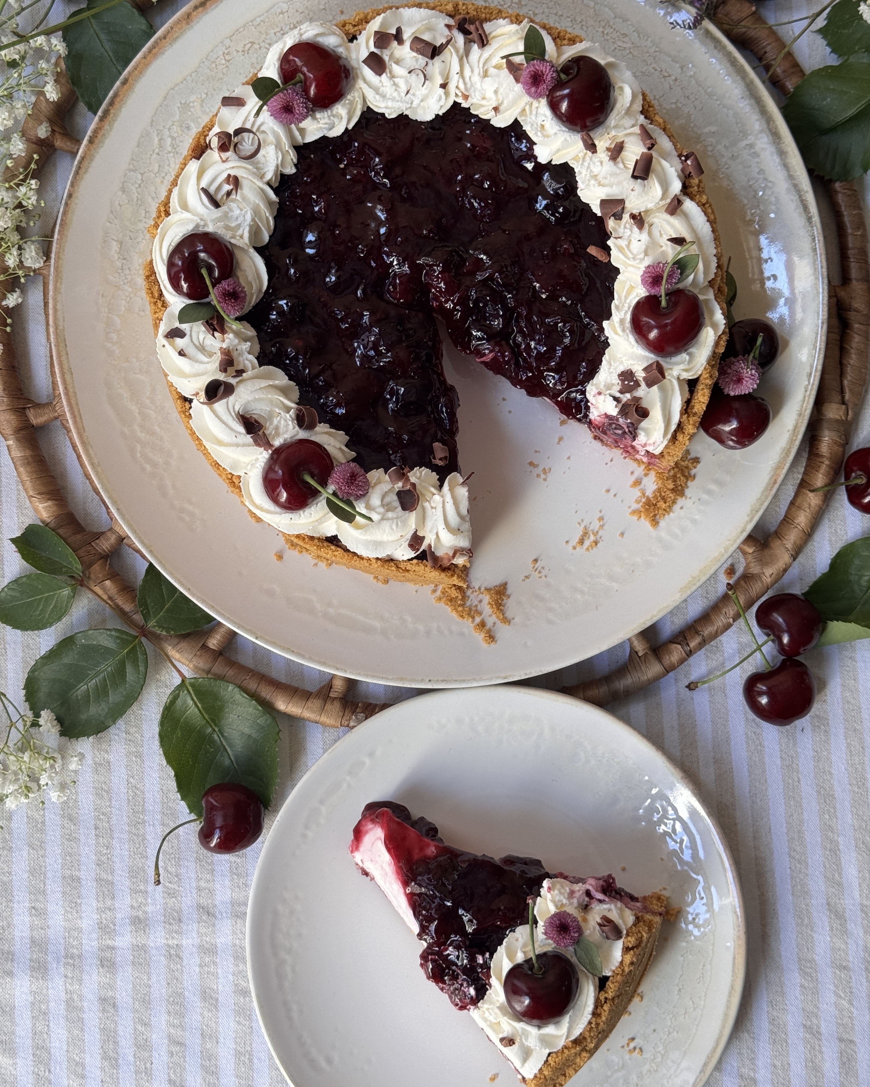 romisbakes recipe No-bake cherry, ricotta, and yogurt tart