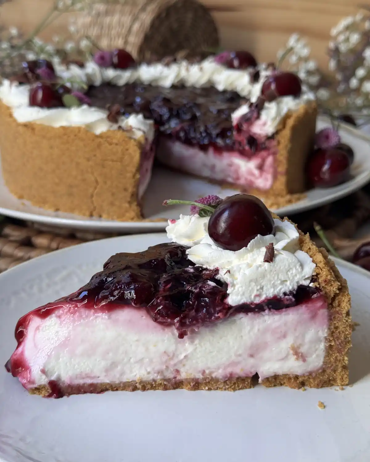 romisbakes recipe No-bake cherry, ricotta and yogurt tart