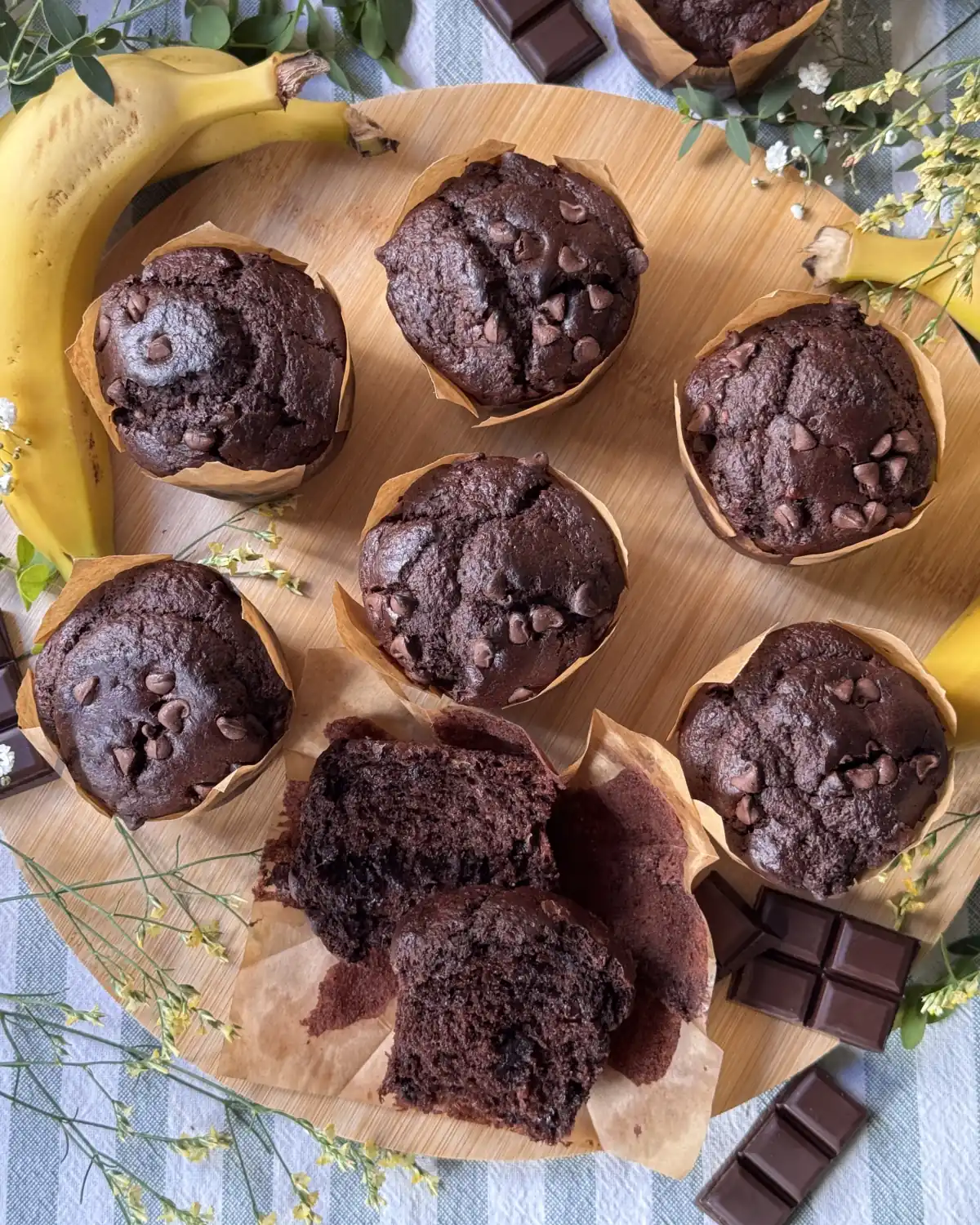 romisbakes recipe Chocolate banana muffins