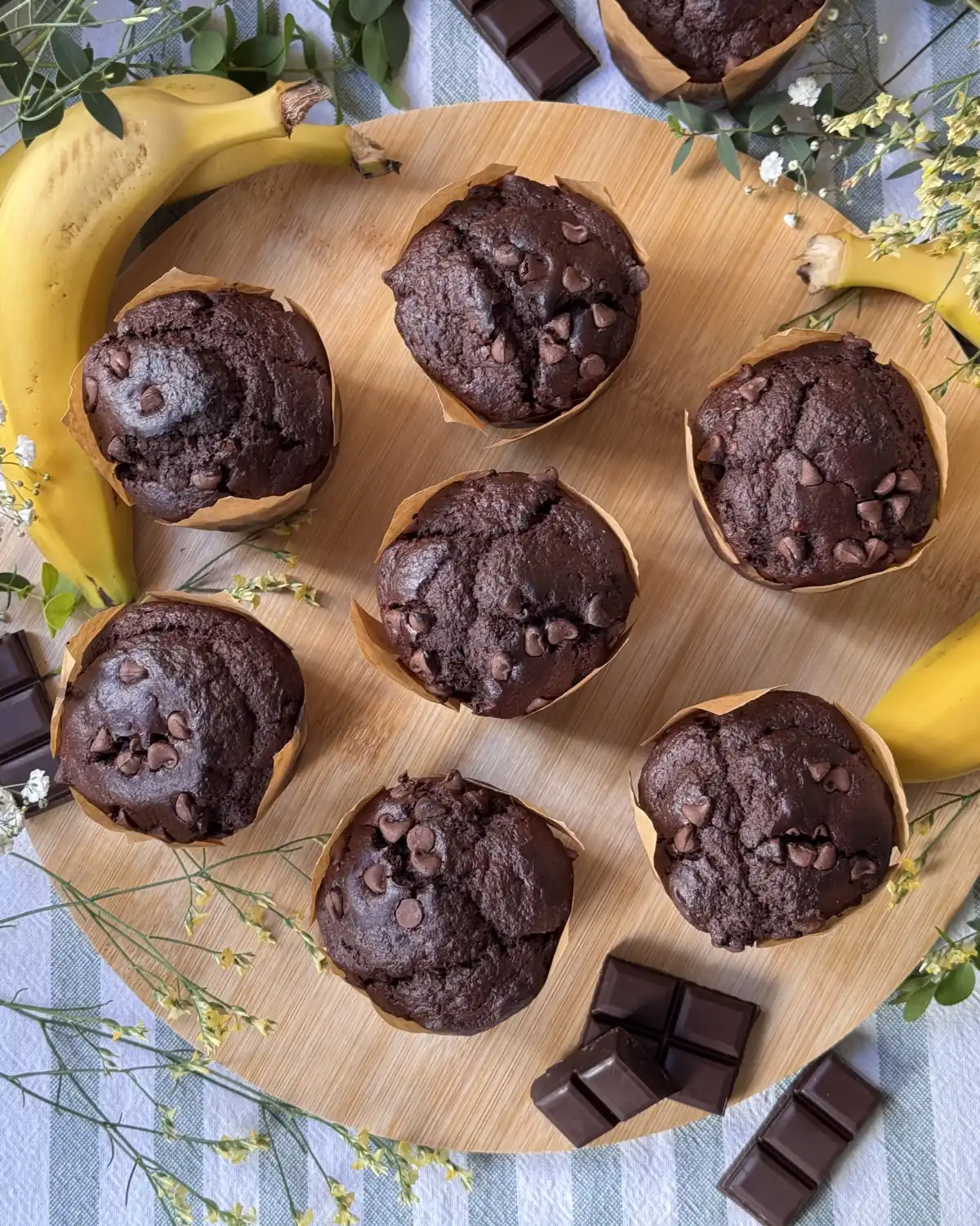 romisbakes recipe Chocolate banana muffins