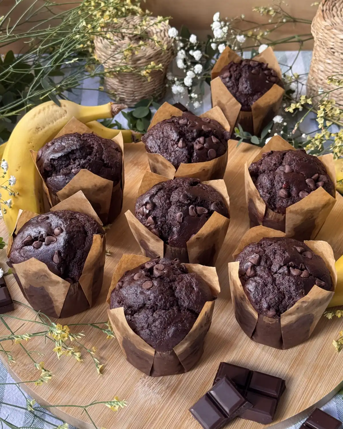 romisbakes recipe Chocolate banana muffins