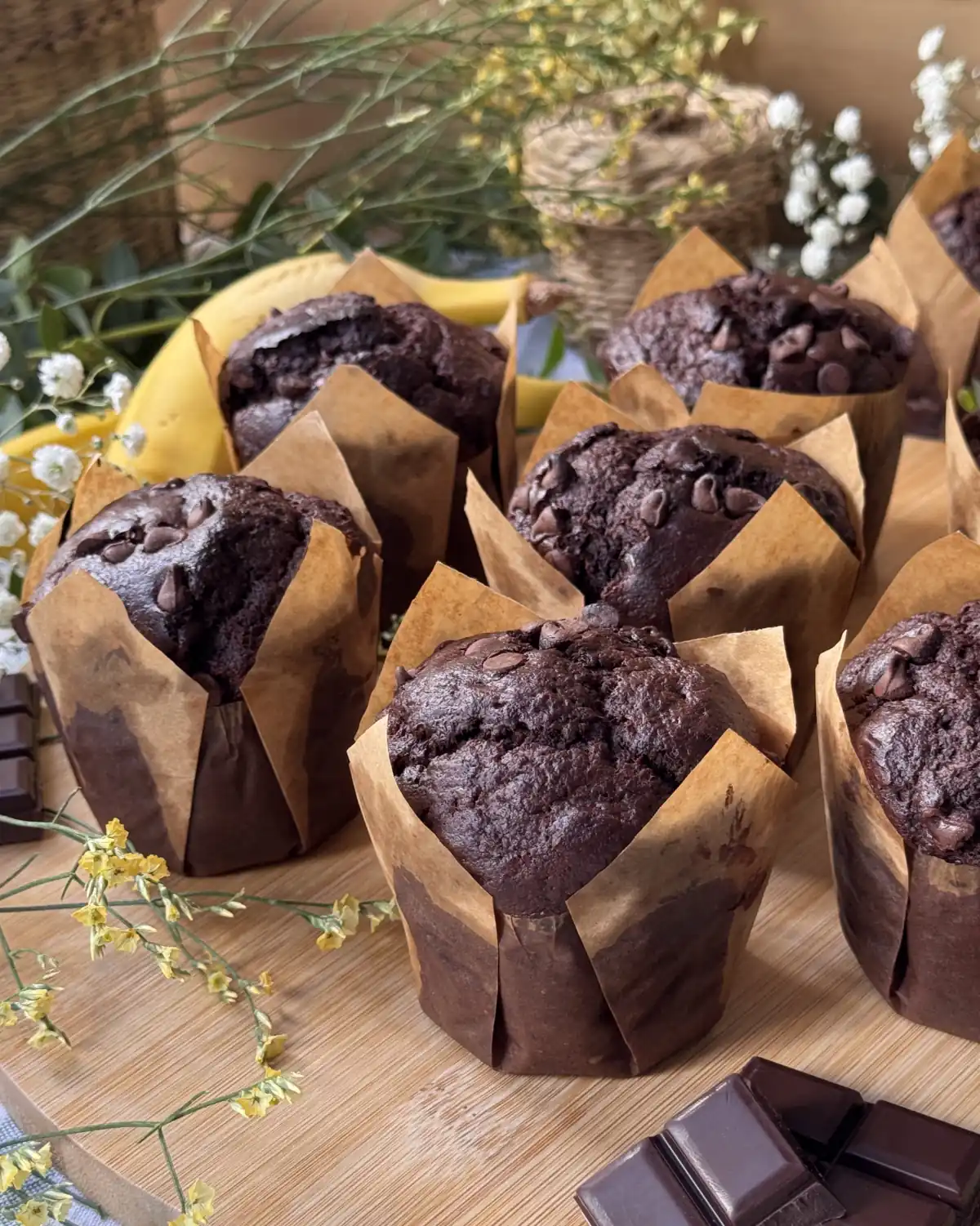 romisbakes recipe Chocolate banana muffins