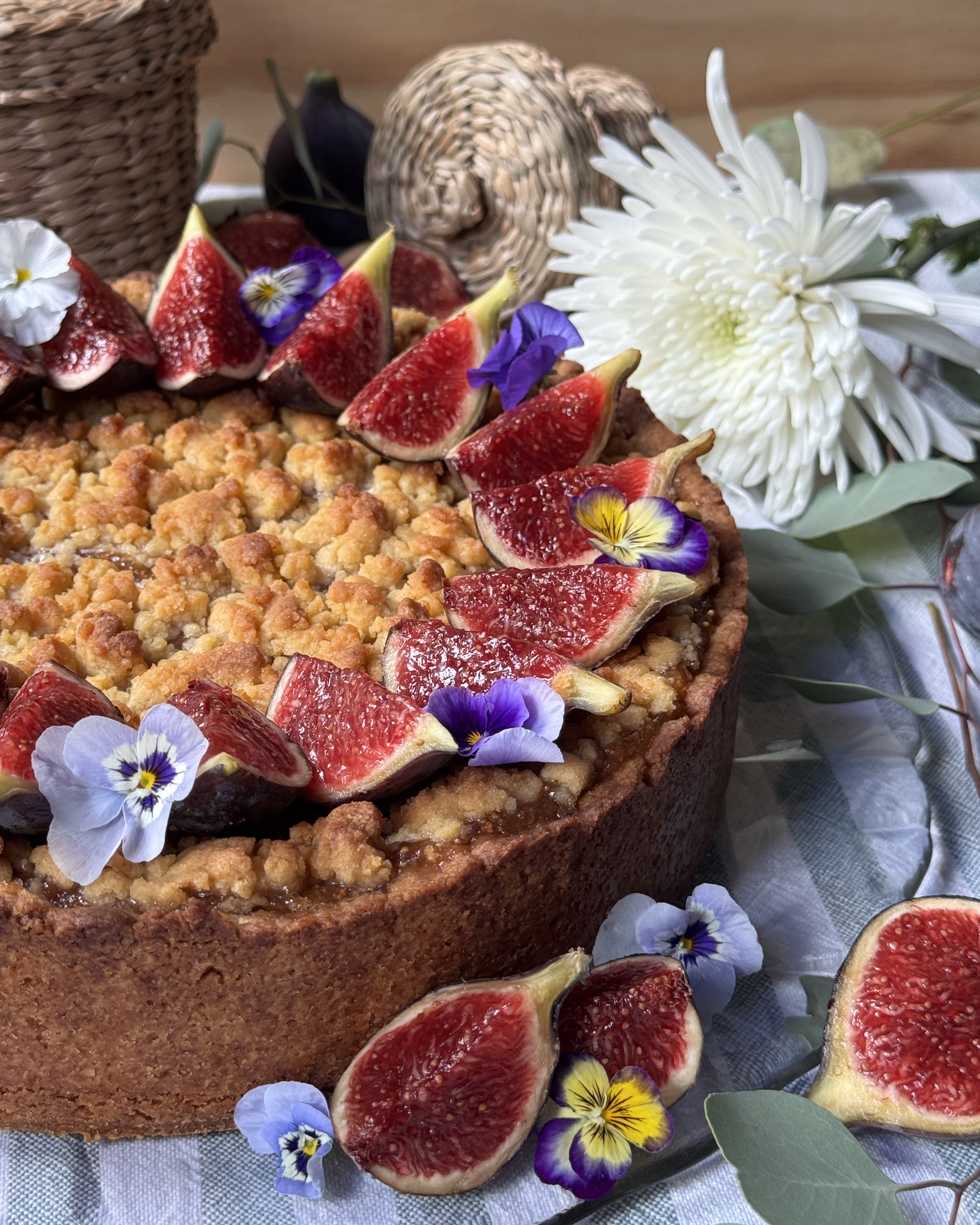 romisbakes receta Crumble cheesecake con mermelada de higo