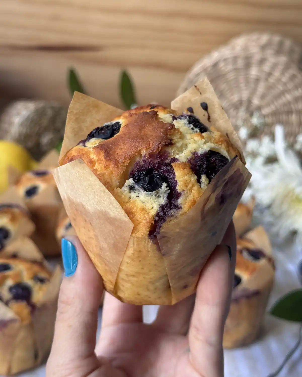 romisbakes receta Muffins de limón y arándanos