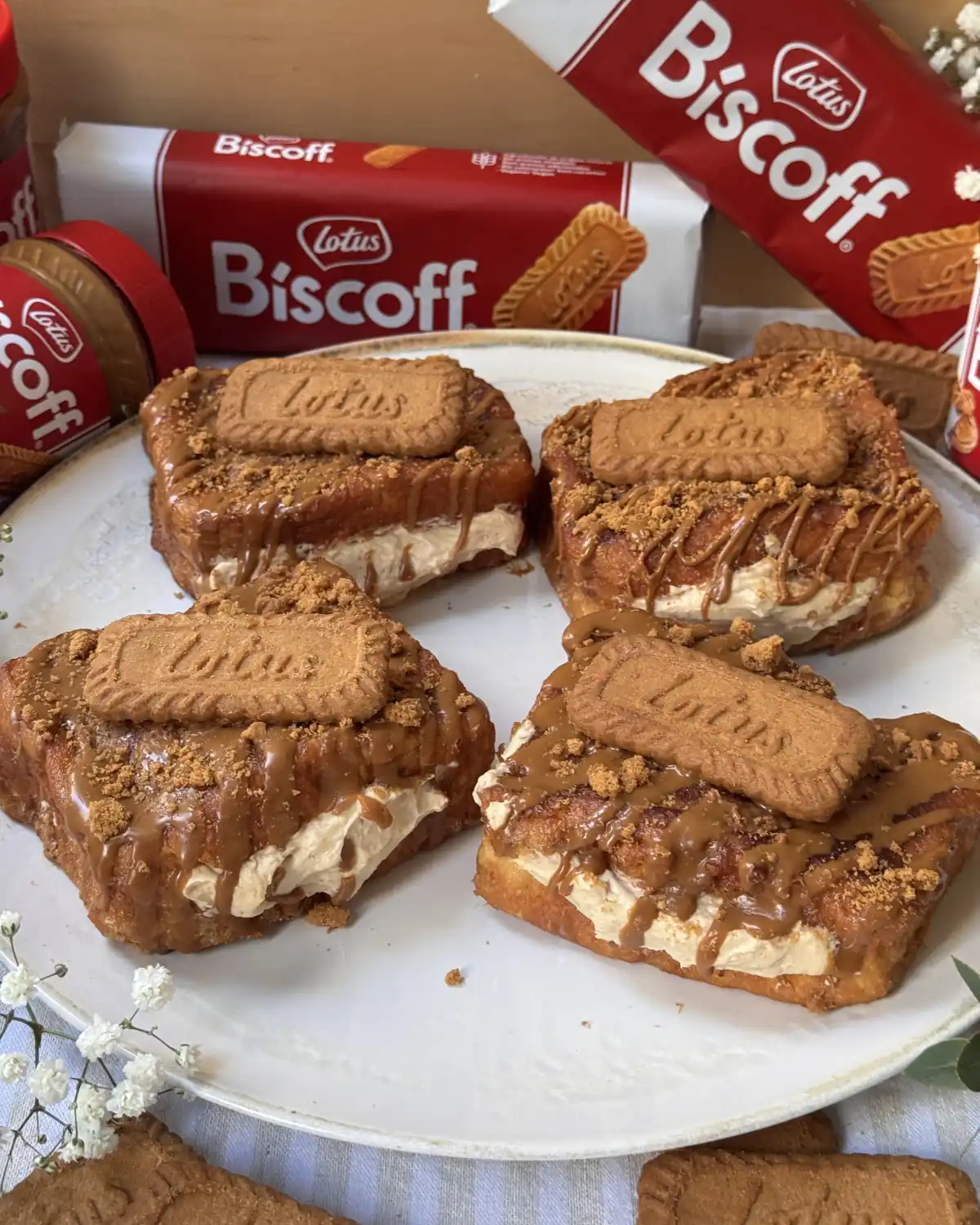 romisbakes receta Torrijas rellenas de Biscoff