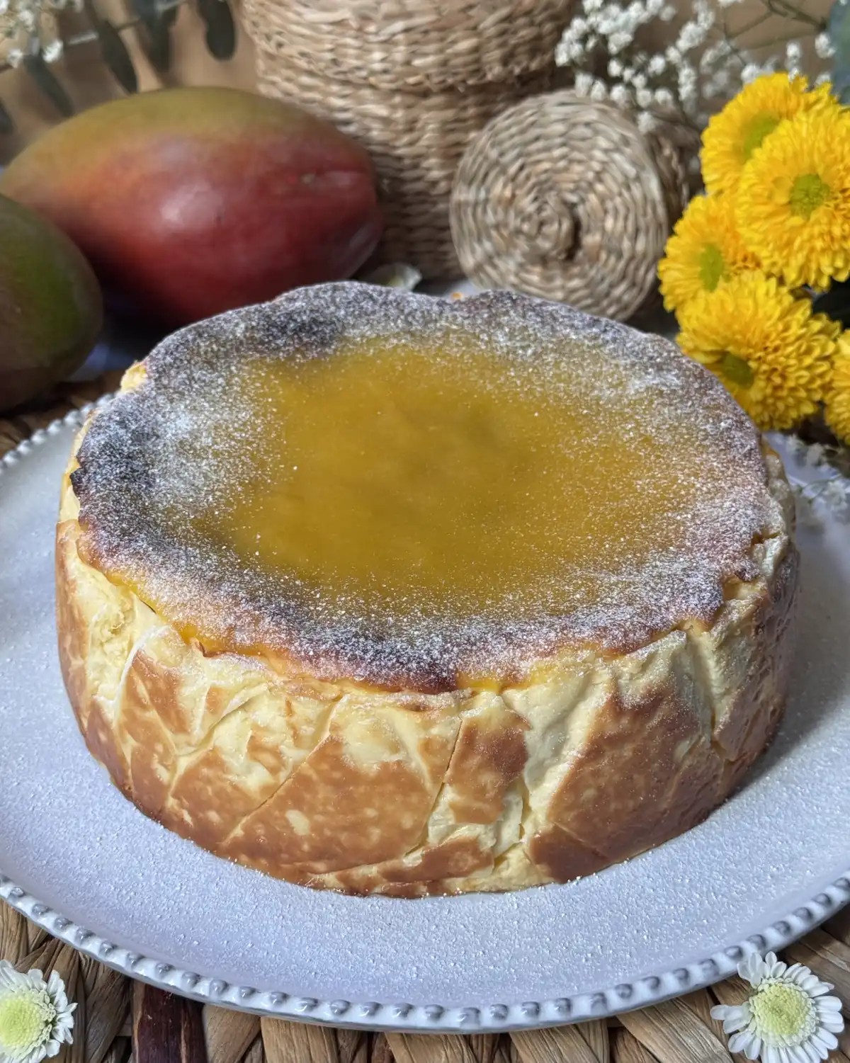 romisbakes recipe Baked mango cheesecake