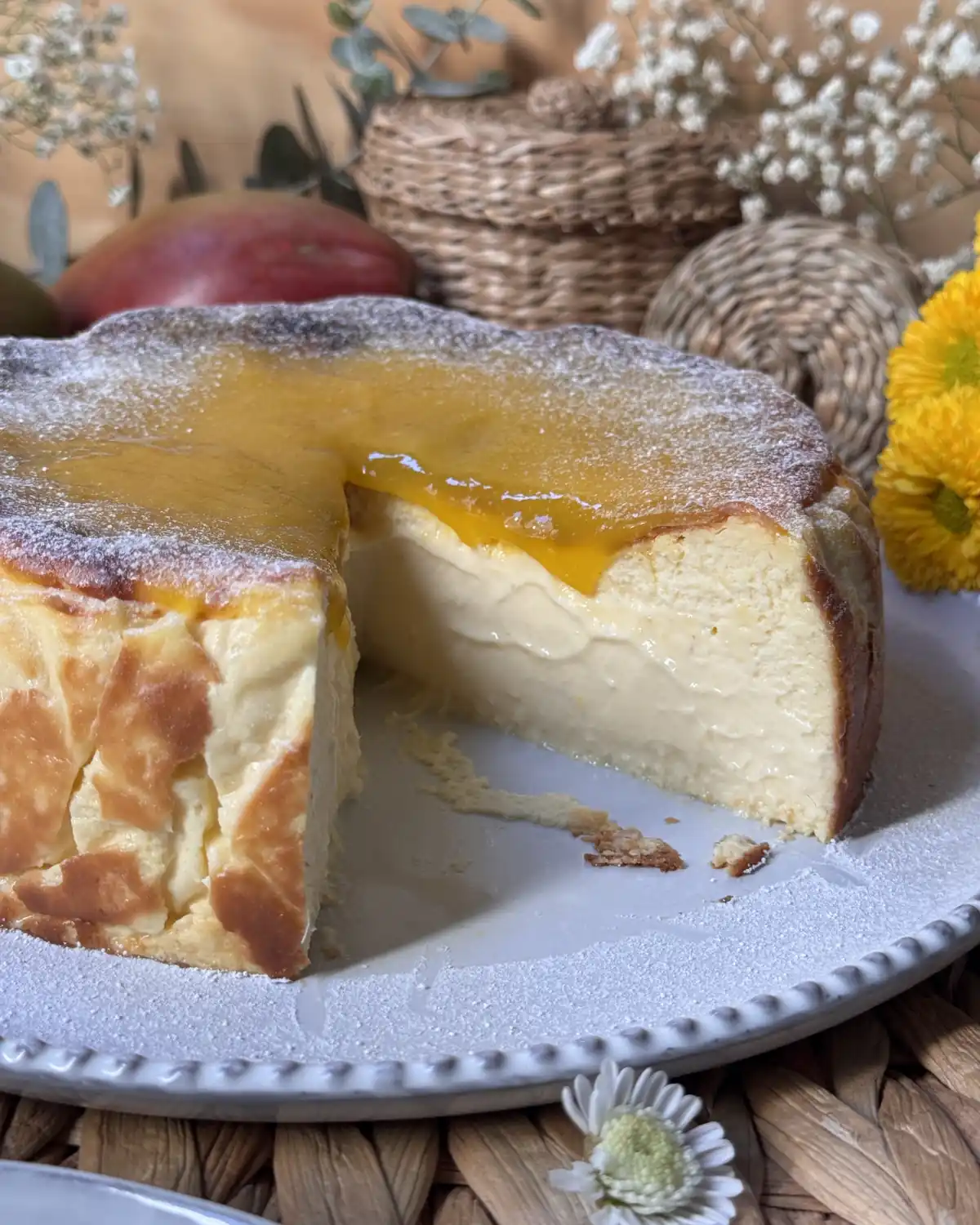 romisbakes recipe Baked mango cheesecake