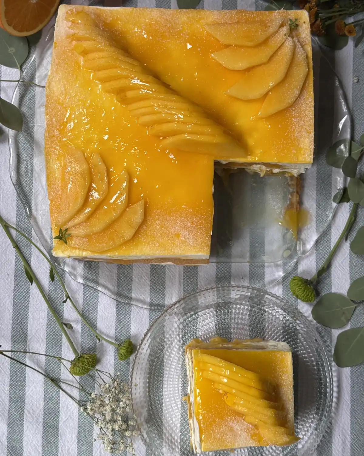 romisbakes receta Pastel estilo tiramisú de mango y naranja