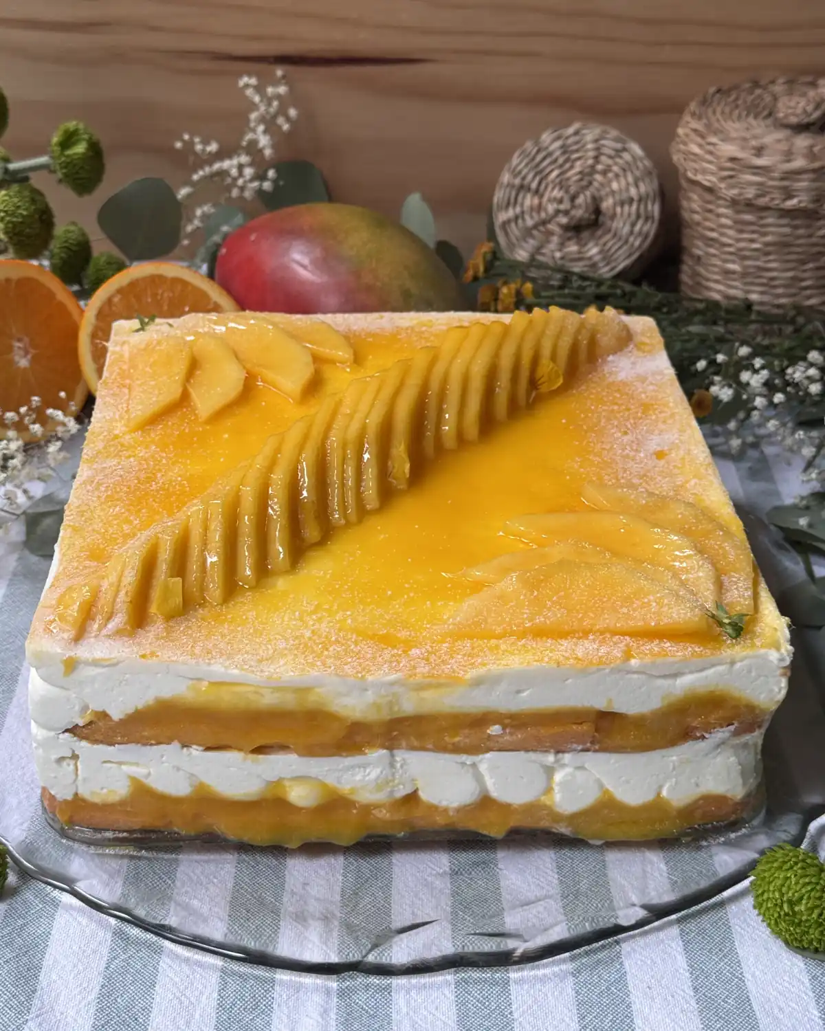 romisbakes receta Pastel estilo tiramisú de mango y naranja
