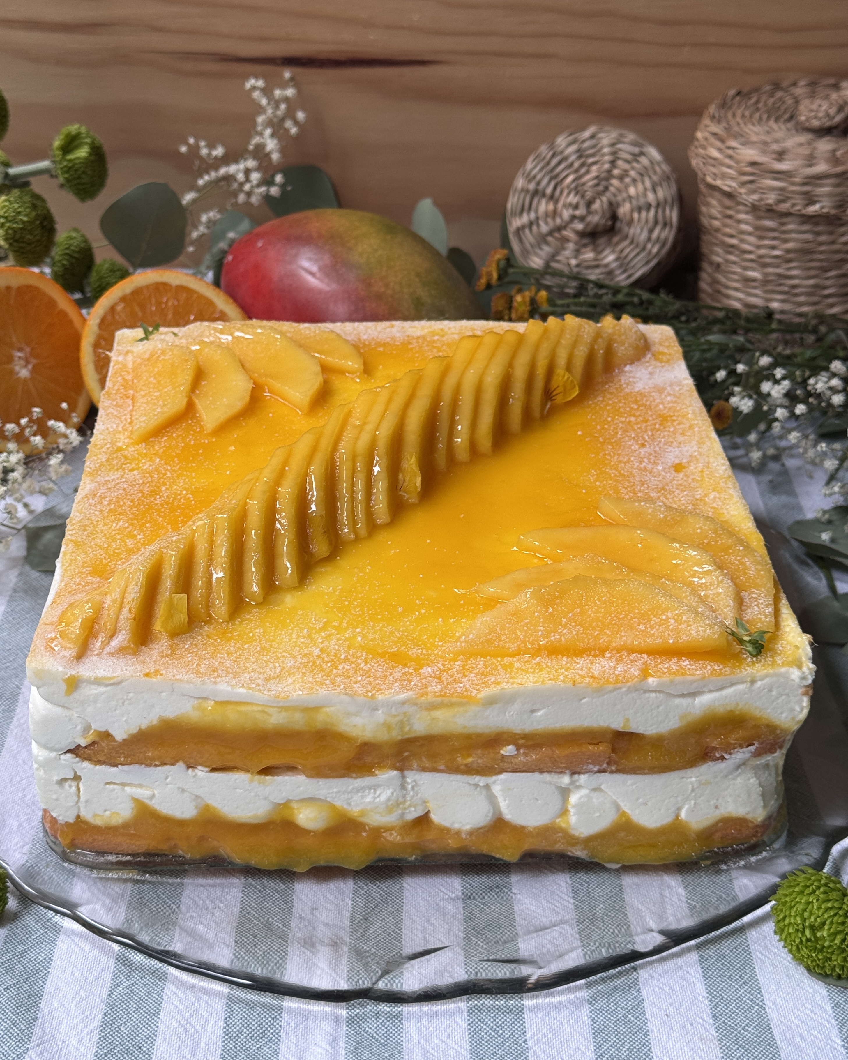 romisbakes recipe Mango and orange tiramisu-style cake