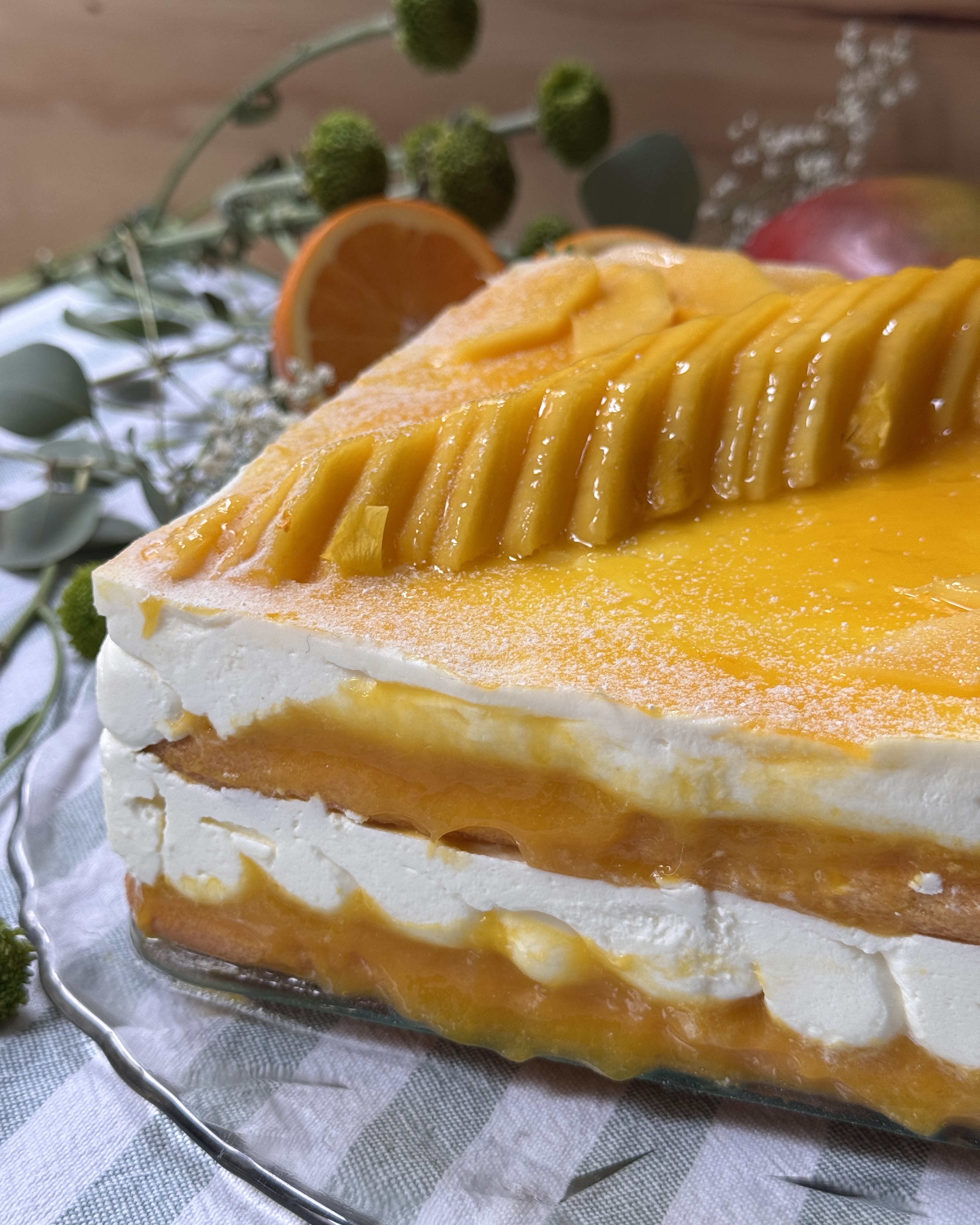 romisbakes recipe Mango and orange tiramisu-style cake