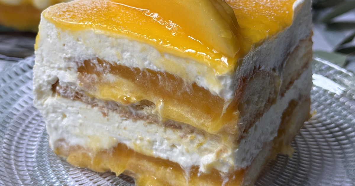 romisbakes recipe Mango and orange tiramisu-style cake