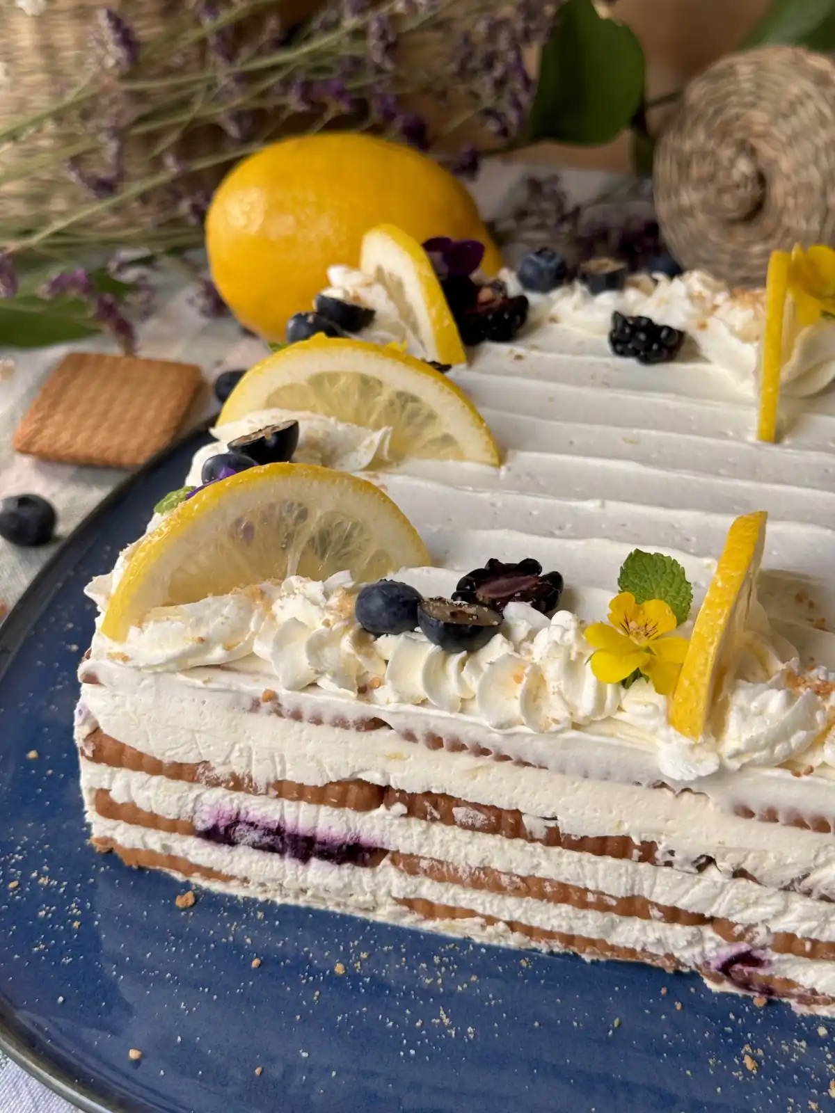 romisbakes recipe No-Bake Lemon and Blueberry Cookie Cake