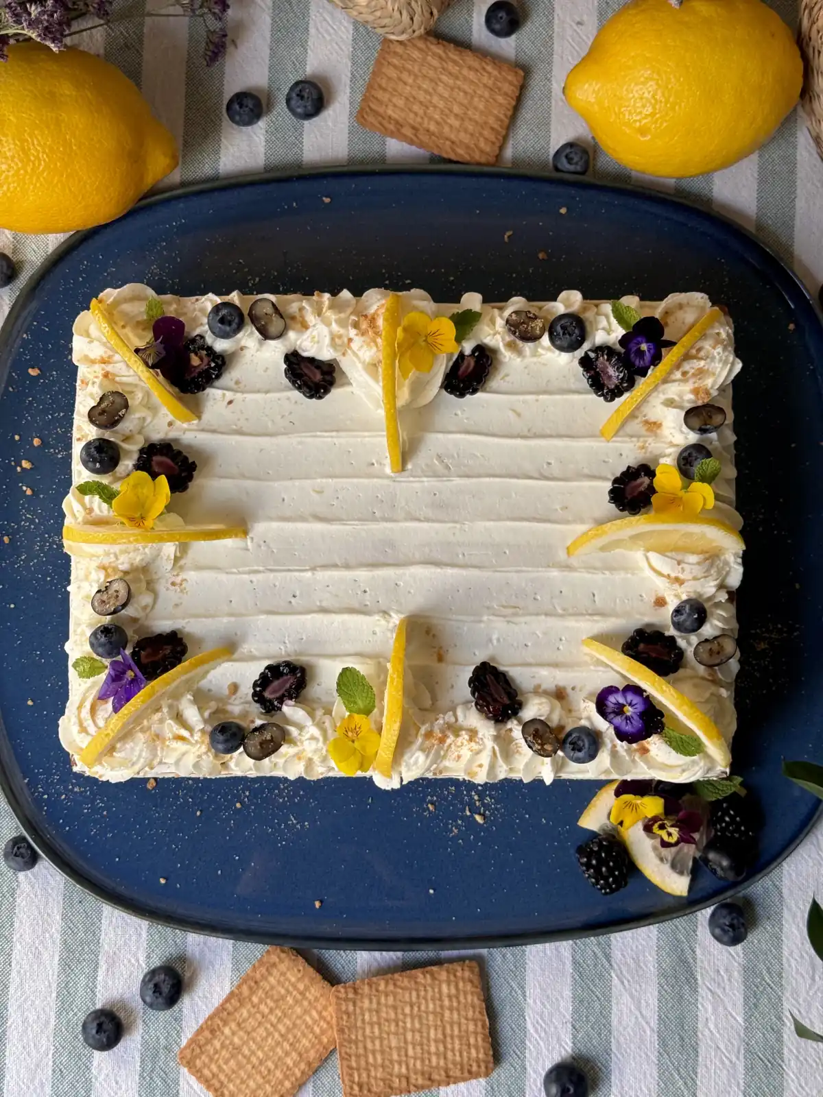 romisbakes recipe No-Bake Lemon and Blueberry Cookie Cake