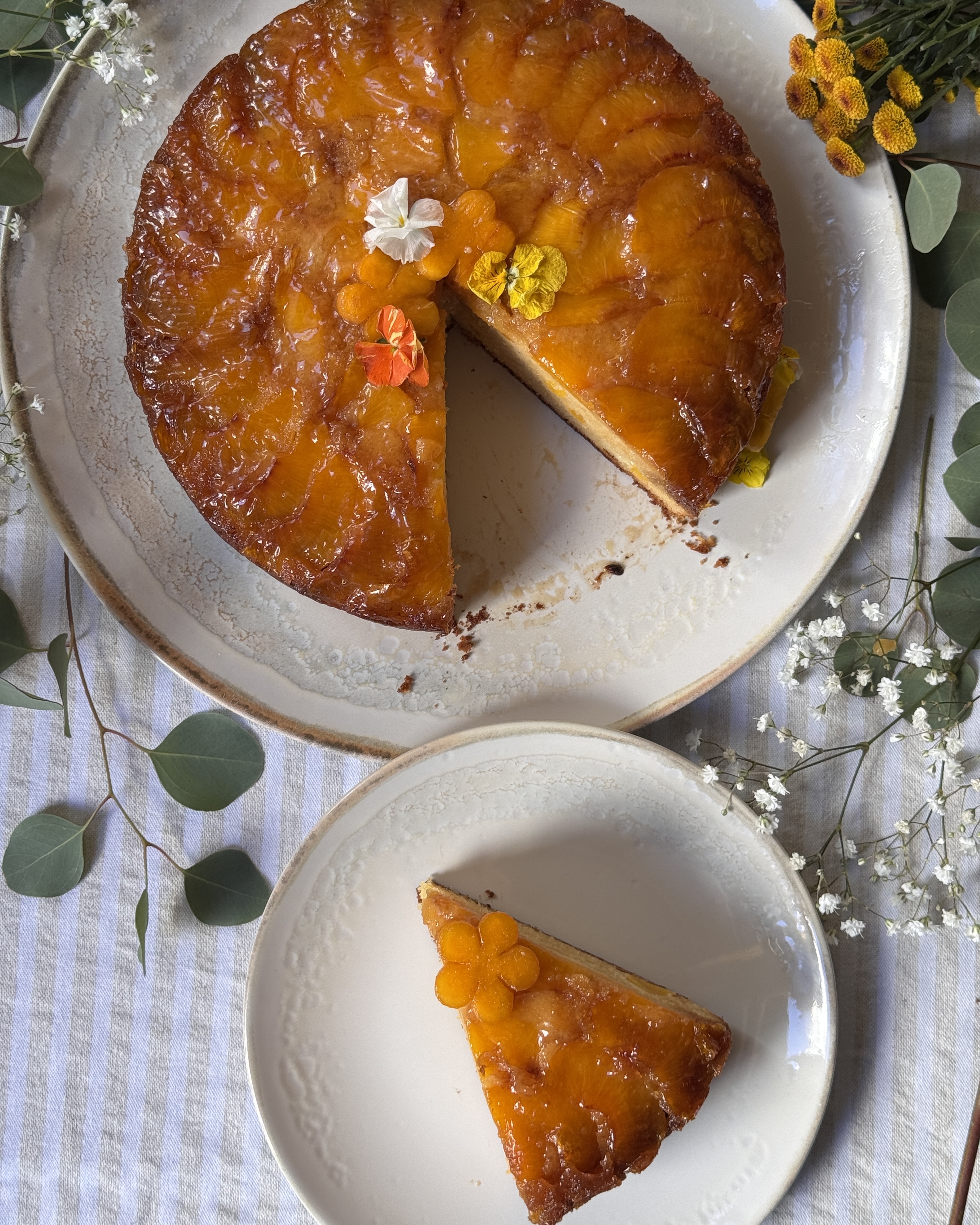 romisbakes receta Bizcocho invertido de melocotón con leche condensada