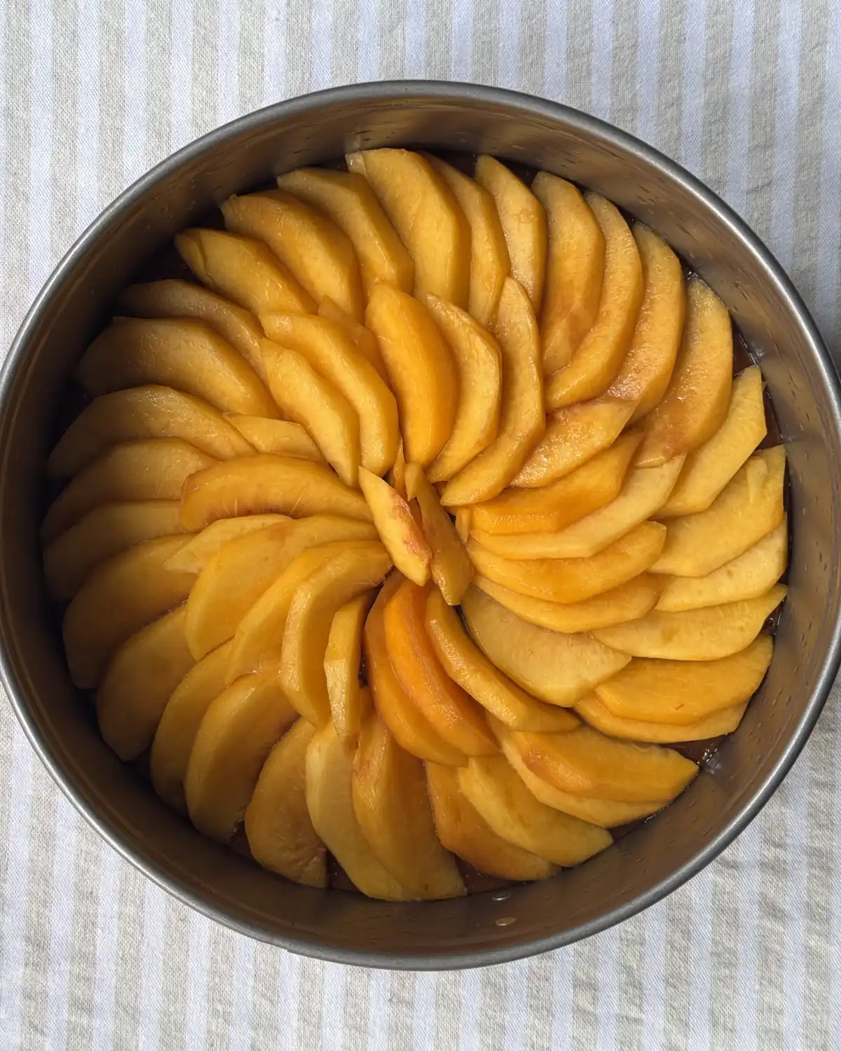 romisbakes recipe Peach Upside-Down Cake with Condensed Milk