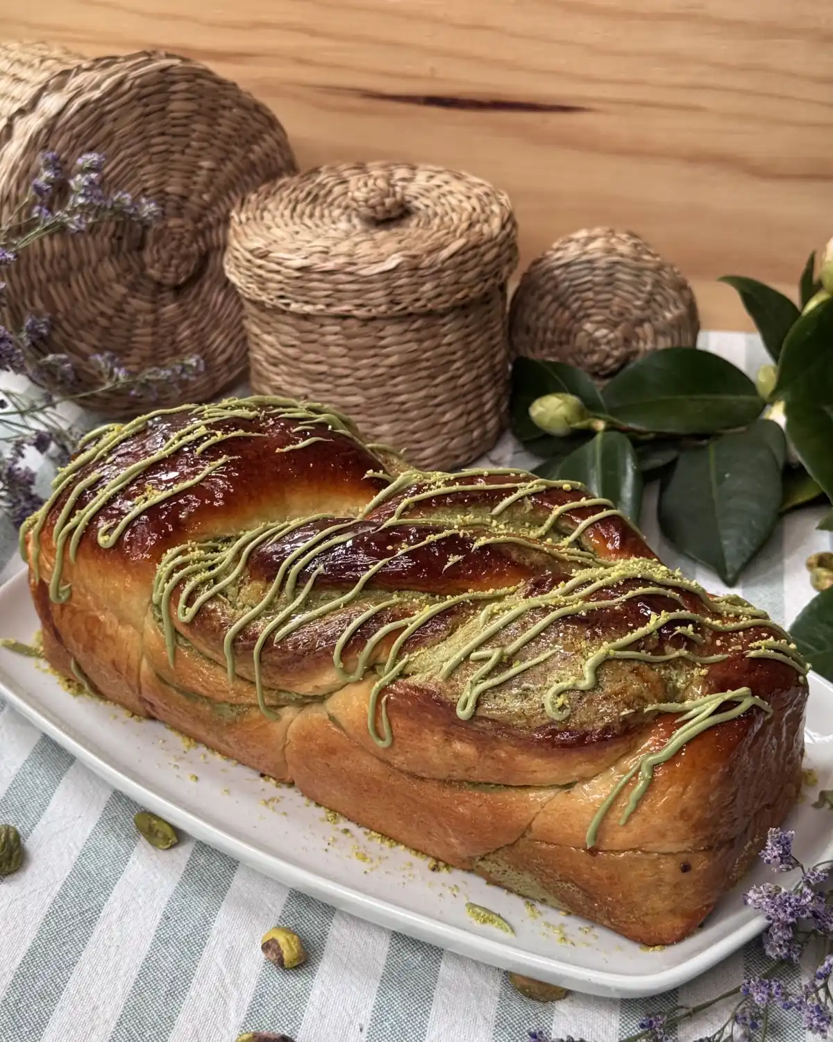 romisbakes receta Trenza de brioche con crema de pistacho