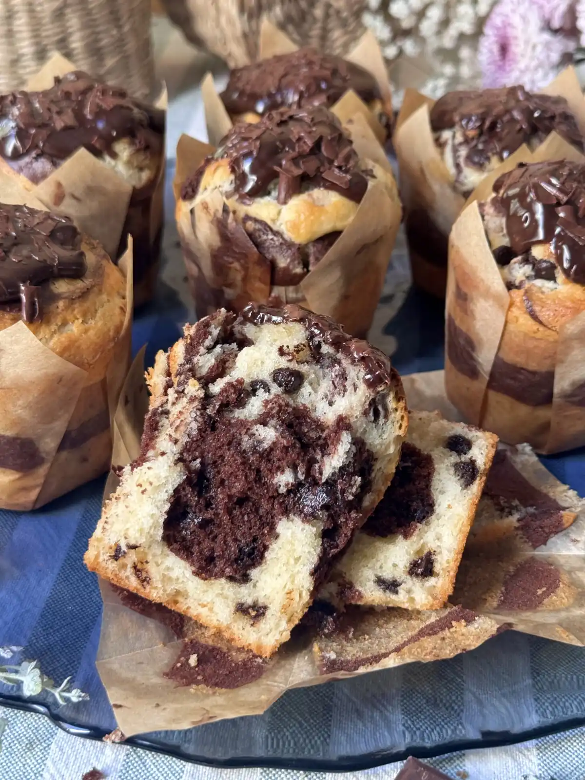 romisbakes receta Muffins de vainilla y chocolate
