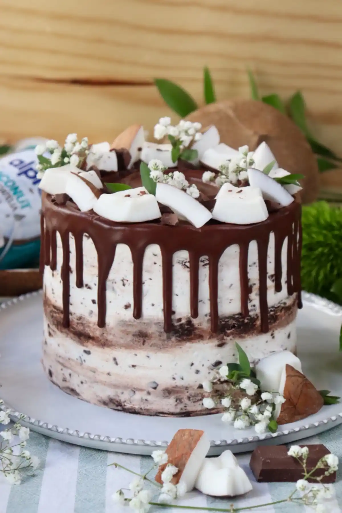 romisbakes recipe Vegan chocolate and stracciatella cake