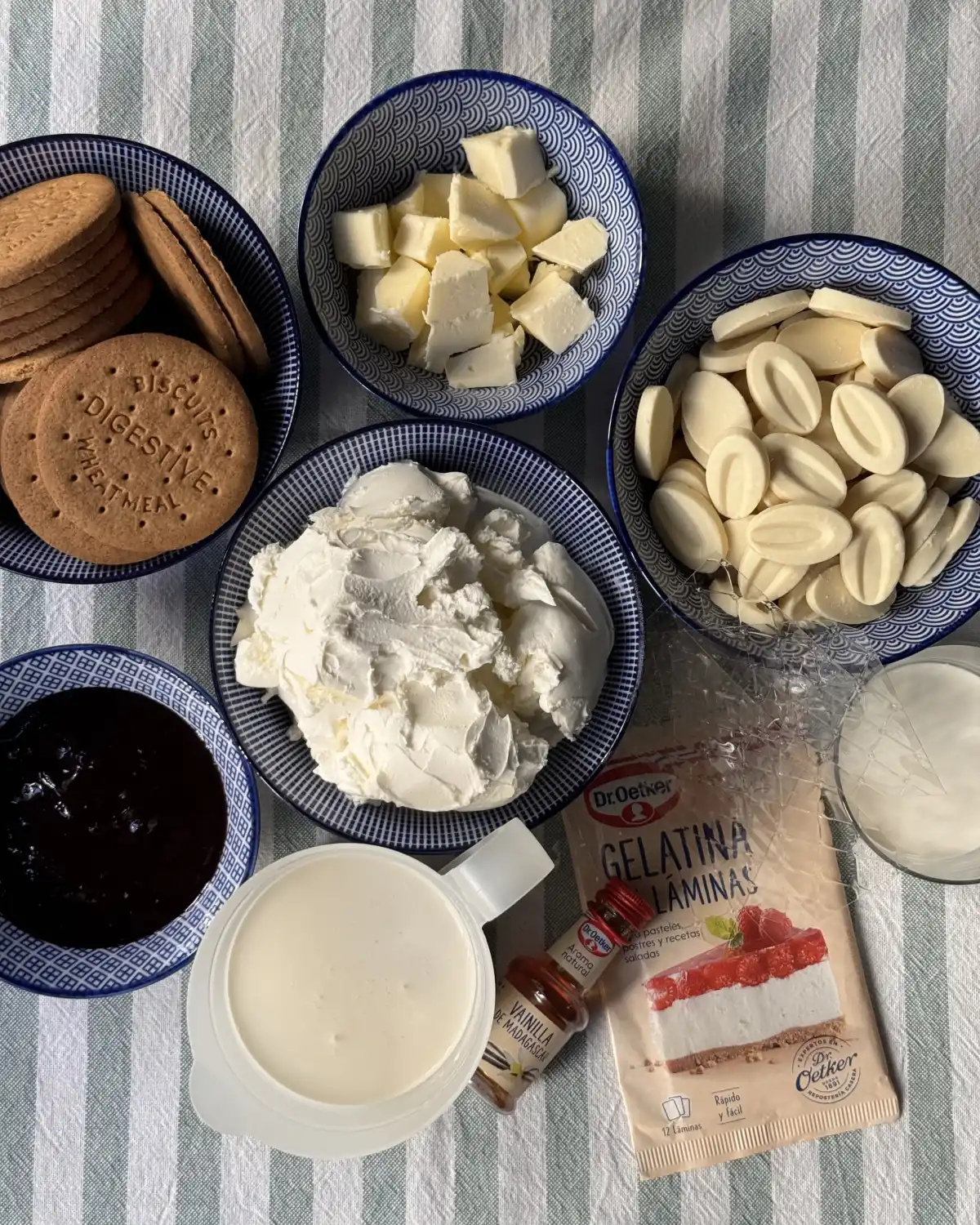 romisbakes receta Cheesecake de chocolate blanco y arándanos