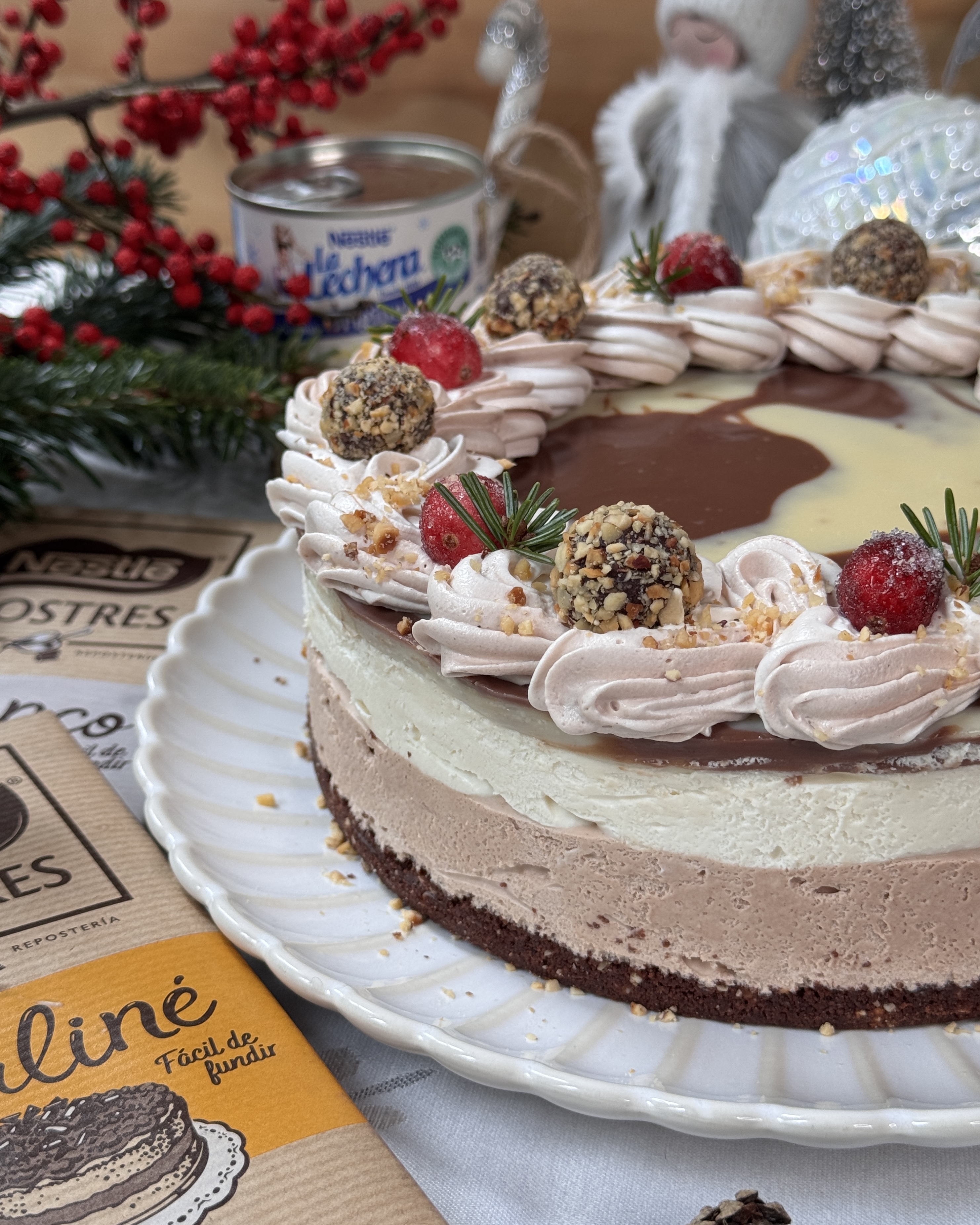 romisbakes recipe White chocolate, praline chocolate and condensed milk cake