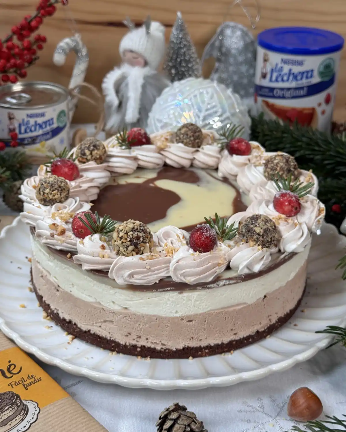 romisbakes recipe White chocolate, praline chocolate and condensed milk cake
