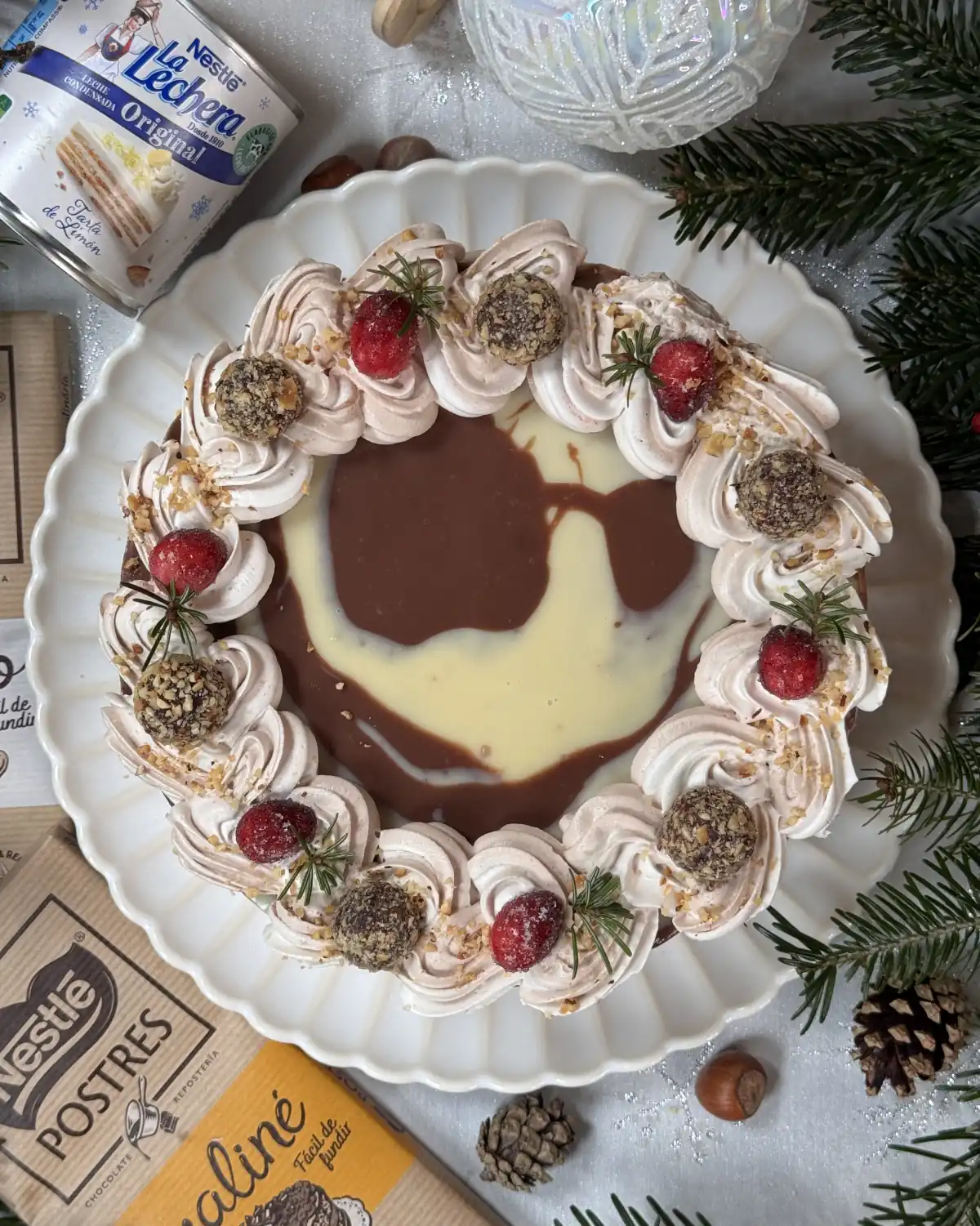 romisbakes recipe White chocolate, praline chocolate and condensed milk cake