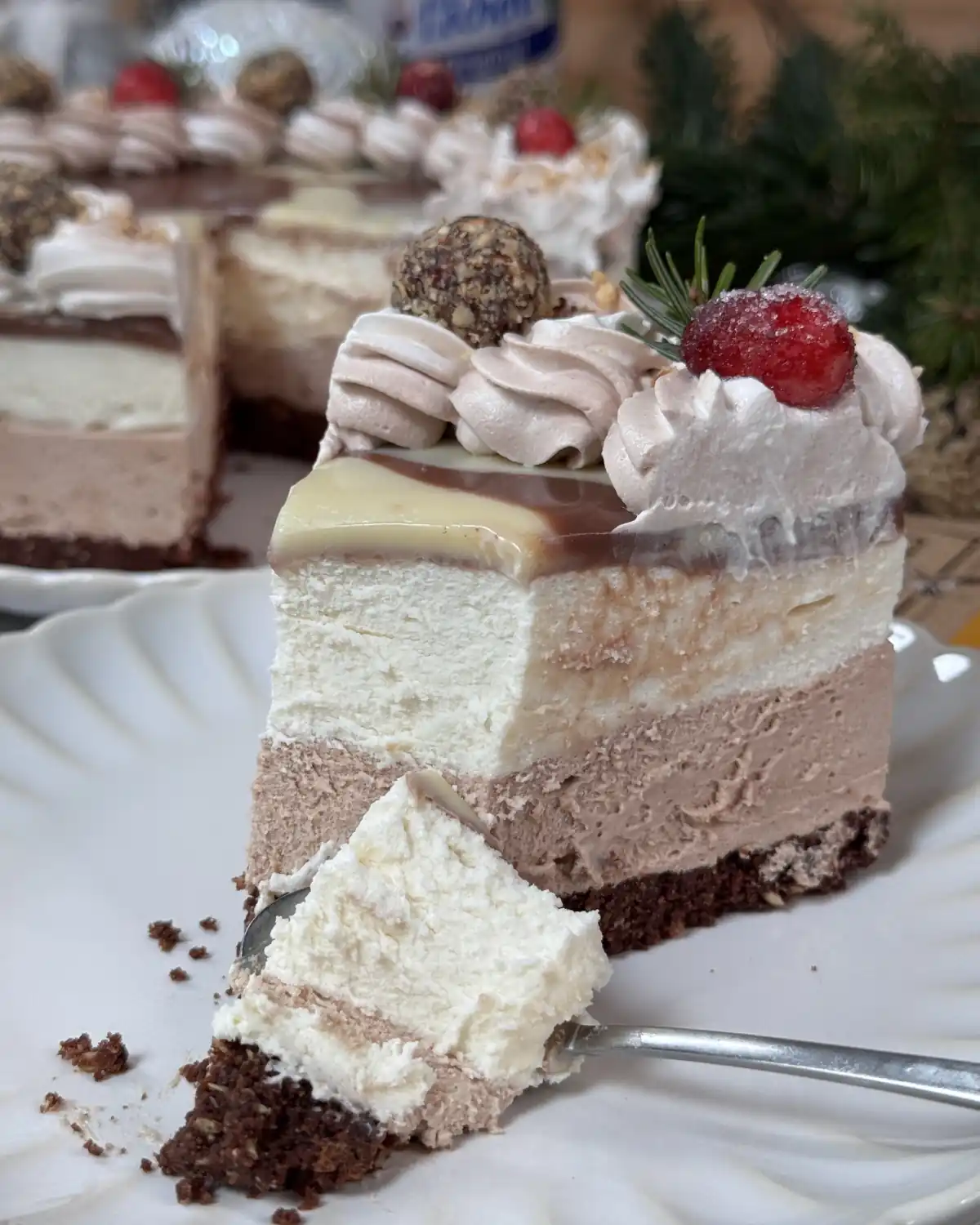 romisbakes recipe White chocolate, praline chocolate and condensed milk cake